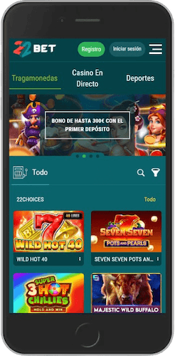 Captura de pantalla de la página casino de 22bet