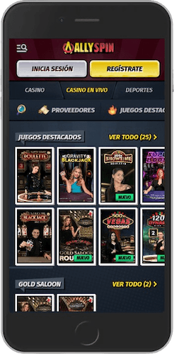 Captura de pantalla móvil casino en vivoen vivo de Allyspin