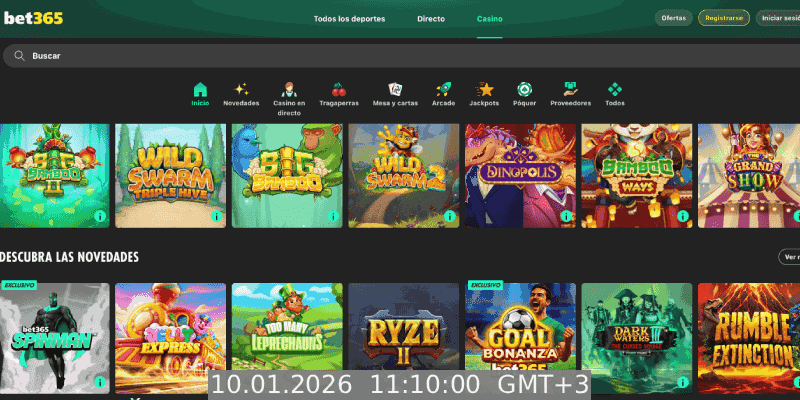 Captura de pantalla de la página casino de bet365