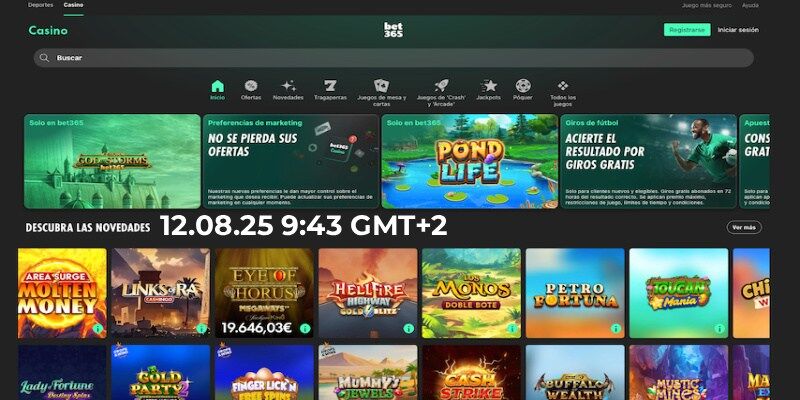 Captura de pantalla de la página casino de bet365