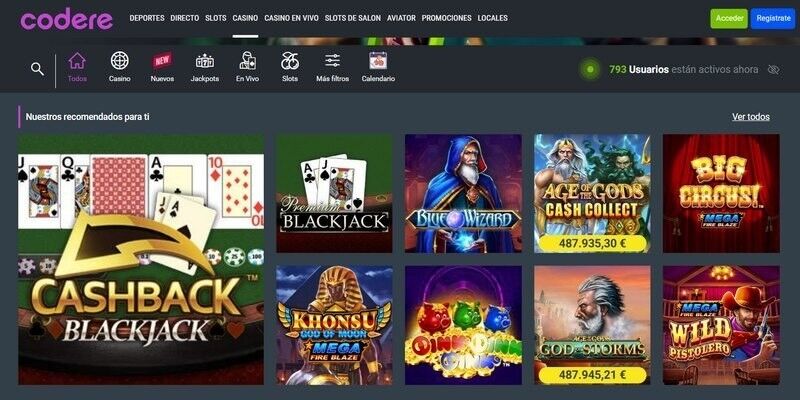 Captura de pantalla móvil de la página principal de Codere
