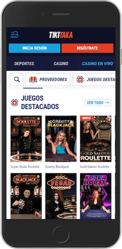 Captura de pantalla móvil casino en vivo de Tikitaka