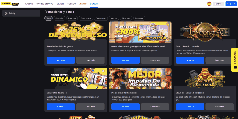 Cyber.bet pagina de promoción