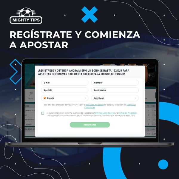 Regístrate y comienza a apostar