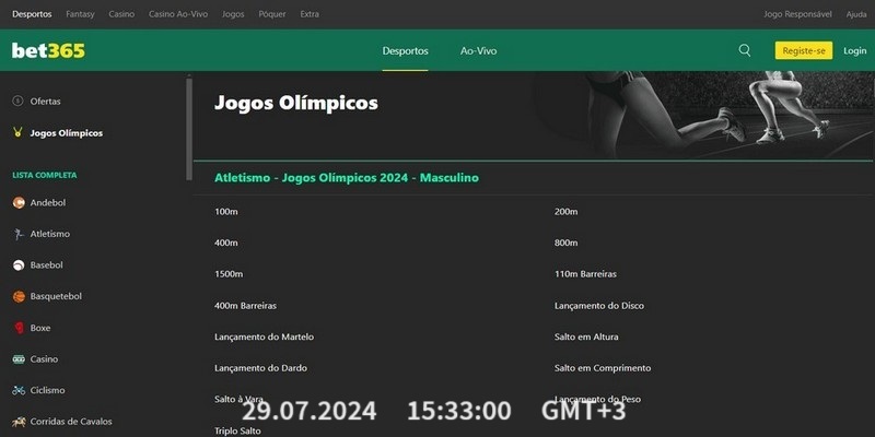 Captura de pantalla de la página de deportes