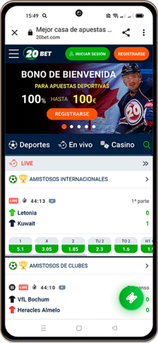 Aplicación de apuestas #2 en España – 20Bet