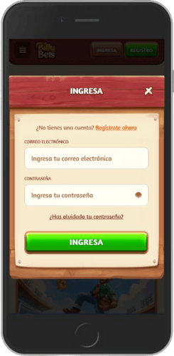 Captura de pantalla de inicio de sesión móvil de Megapari