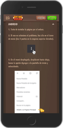 Captura de pantalla móvil de la página de Stonevegas Android