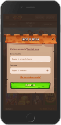 Captura de pantalla móvil de la página de inicio de sesión de StoneVegas