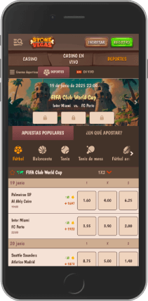 Captura de pantalla móvil de la página de deportes de StoneVegas
