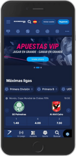 Captura de pantalla móvil de la página de deportes de Boomerang-Bet 