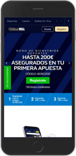 Captura de pantalla de la página de descarga de William Hill