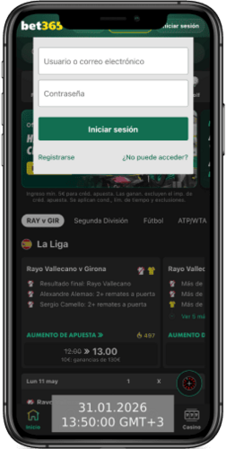 Captura de pantalla móvil de la página de registro de la casa de apuestas bet365
