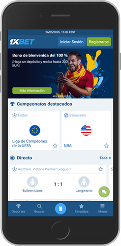 Captura de pantalla de la página de inicio de 1xBet
