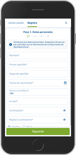 Captura de pantalla de la página de registro de 1xBet 1