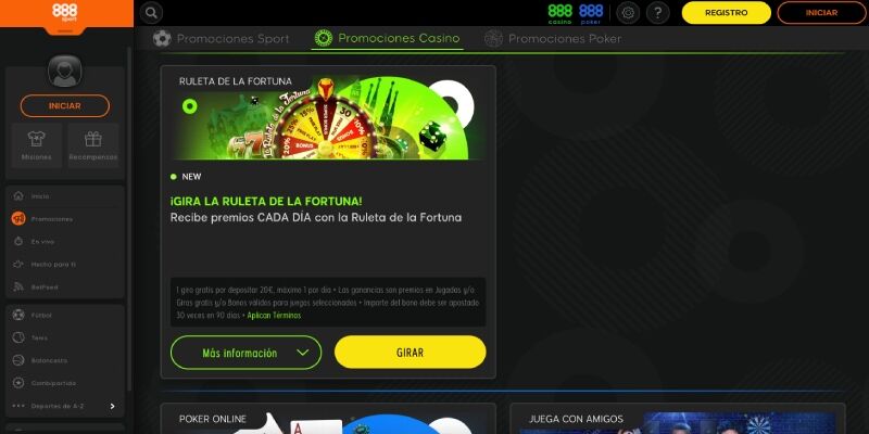 Captura de pantalla de la página promocional - 888sport