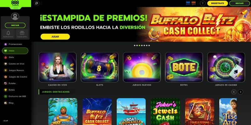 Pantalla de la página del casino 888sport