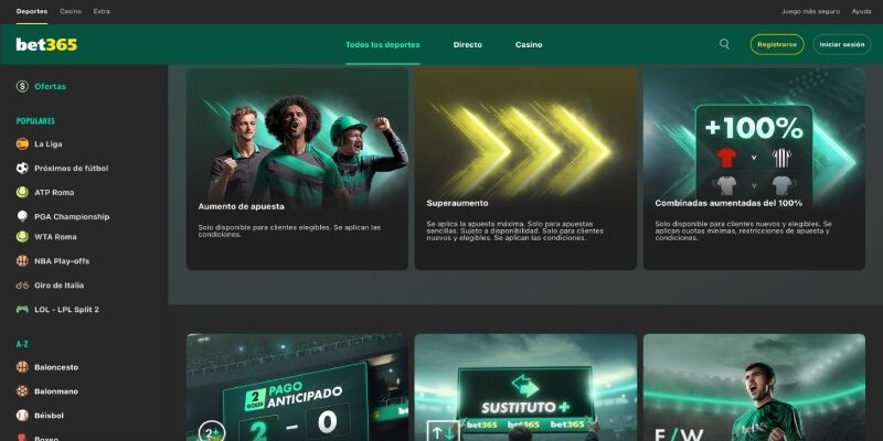 ecrã promocional bet365 sport