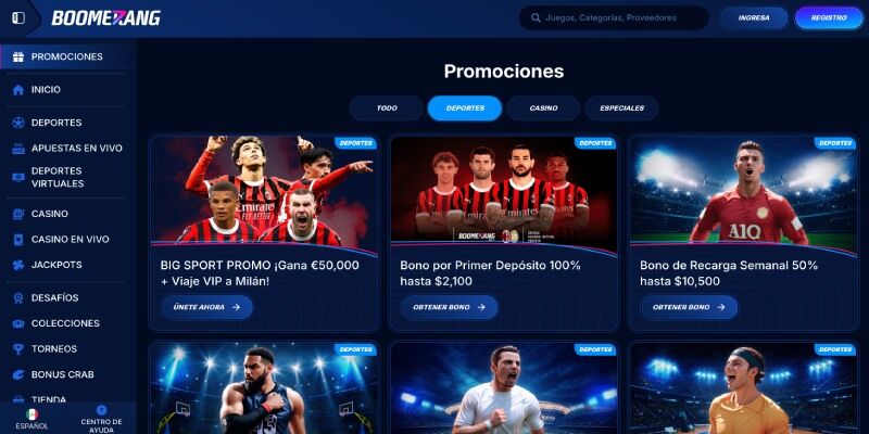 Ecrã promocional Boomerang-bet sport