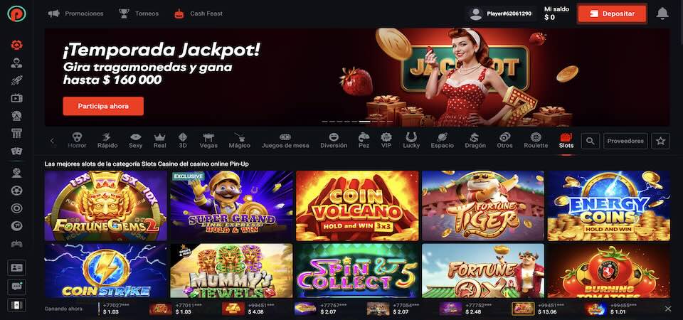 Captura de pantalla de la página del casino Pin-up
