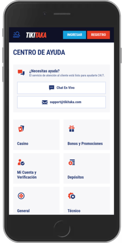 Imagen de la página de soporte de TikiTaka