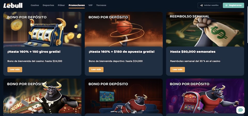 Captura de pantalla de la página de promociones de Lebull.