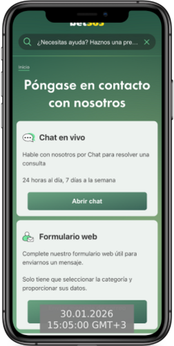 Captura de pantalla móvil de Bet365 asistencia