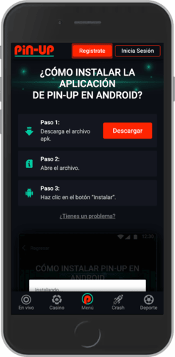 Captura de pantalla móvil de la página de descarga de Pin-up android