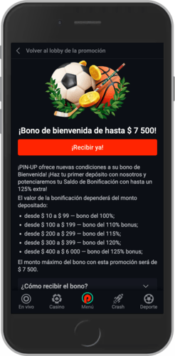 Captura de pantalla móvil de la página de detalles de la bonificación Pin-up